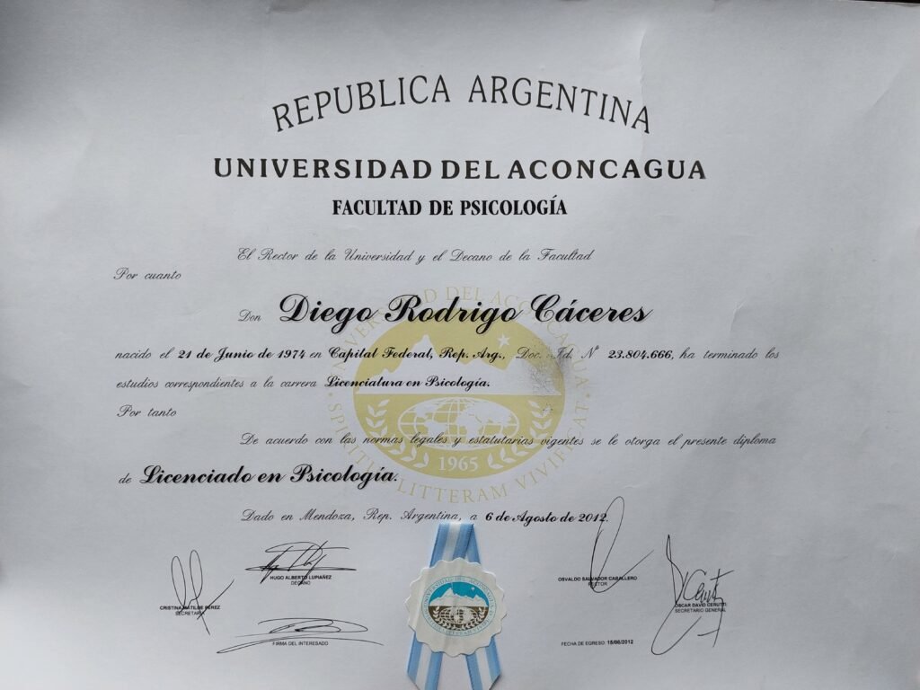 Tu Psicologo en Linea Titulo Universitario Diego Caceres